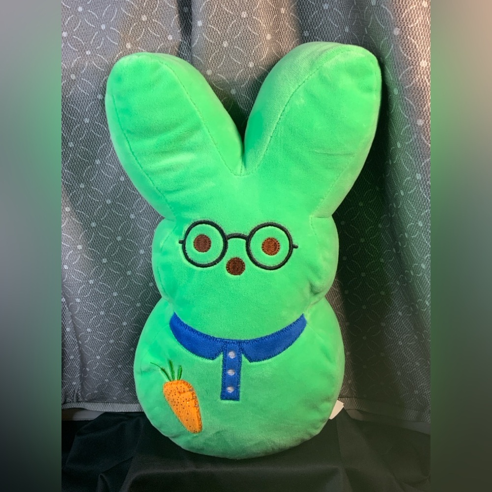 Peeps Green Dress Up Plush Bunny Rabbit 12” Glasses Carrot Easter Nerdy